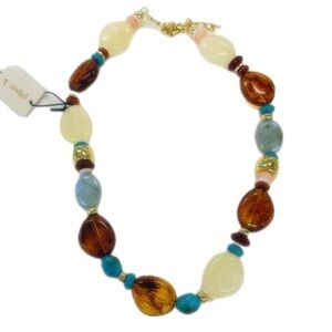 NWT 🤎🩵 Piper K Amber and Turquoise Beaded  Necklace